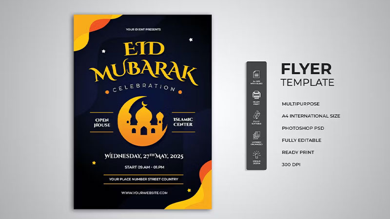 فایل لایه باز بروشور تبریک عید فطر | اشتراک انواتو المنت