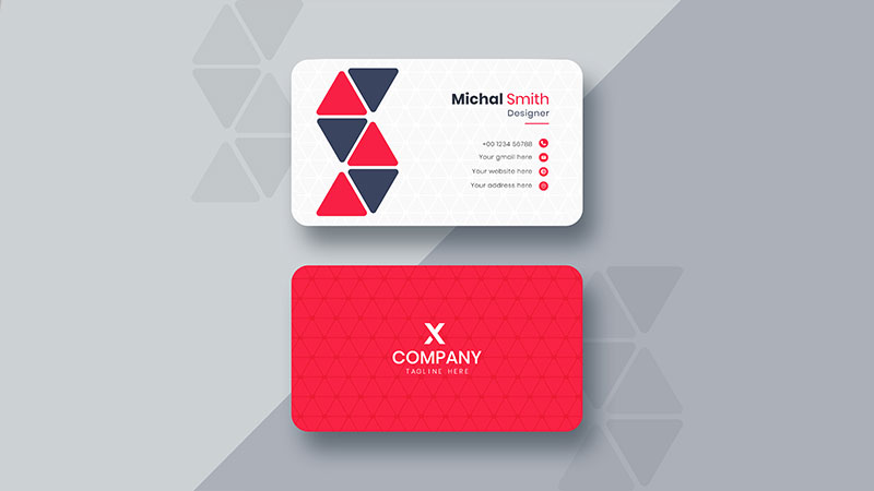 فایل لایه باز کارت ویزیت با طراحی خلاقانه و رنگ قرمز و سفید