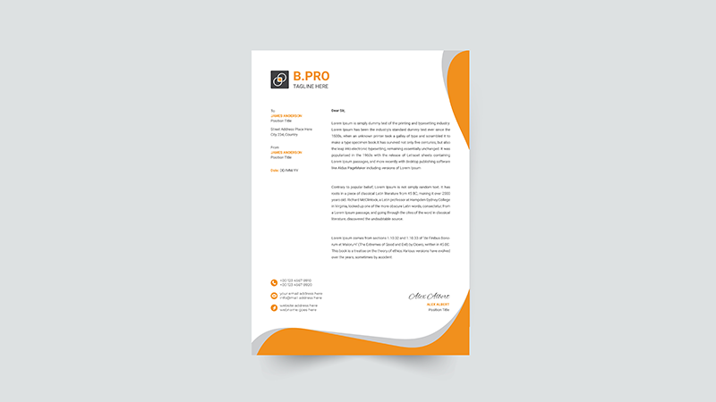 فایل لایه باز طراحی قالب سربرگ شرکتی به سبک مدرن و رنگ زرد